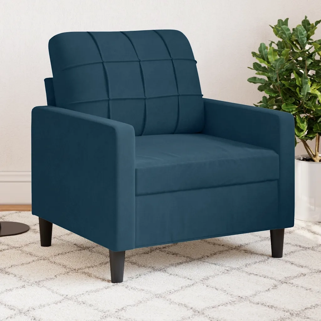 Divano Sedia-Poltrona Blu 60 cm Velluto 899233