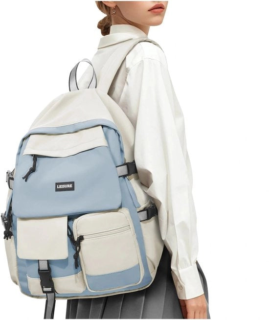 Borsa da Scuola per Adolescenti, 14 Pollici Borsa da Laptop, Borsa da Scuola per Ragazzi e Ragazze, Borsa da Scuola per Uomo e Donna, Borsa da Scuola per Viaggio, Borsa da Scuola per la Scuola, Borsa da Scuola Impermeabile, Blu Chiaro