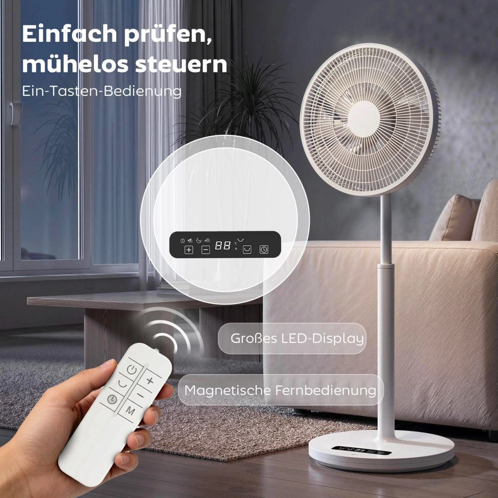 Ventilatore da terra con telecomando e 12 velocit¨¤ ¨C zephmum ¨C Bianco altezza regolabile