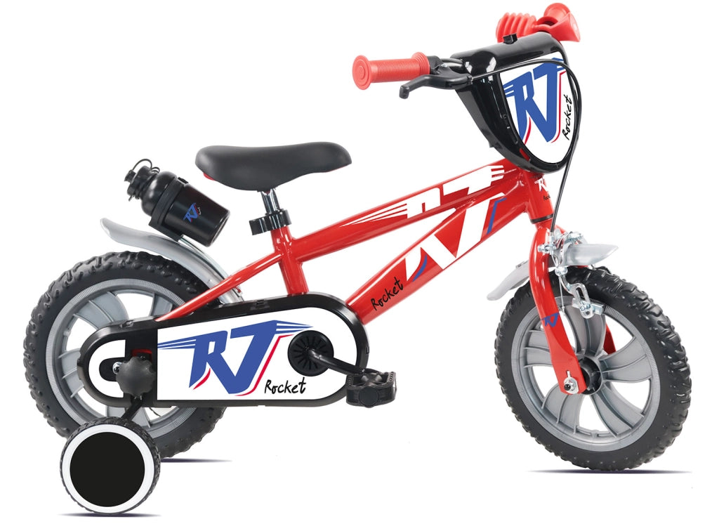 Bicicletta per Bambini 12" Rocket Freno Caliper e Stabilizzatori in Acciaio Hi-Ten Rosso