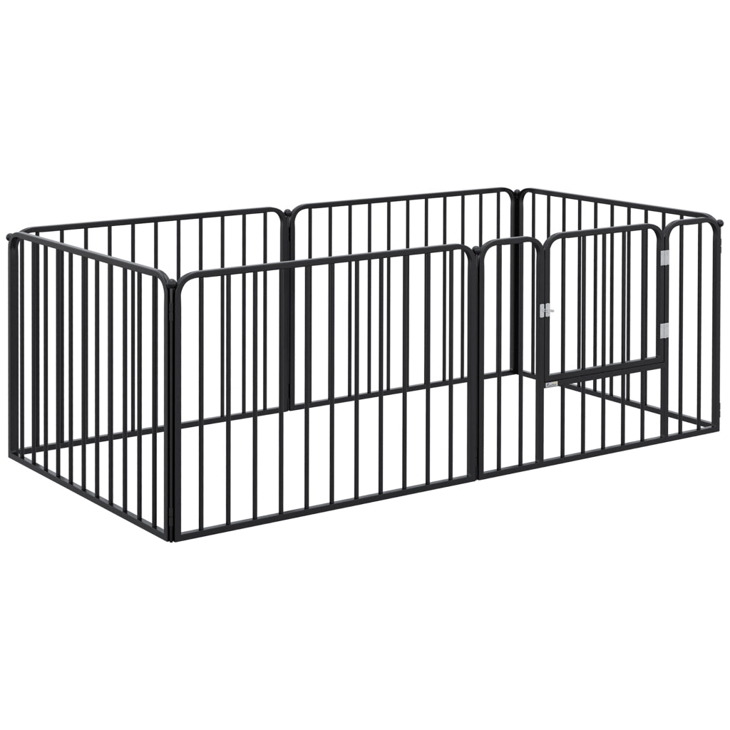 Recinto per Cani Modulabile 6 Pannelli ¨C Zephmum ¨C Acciaio Nero 164x83x60 cm