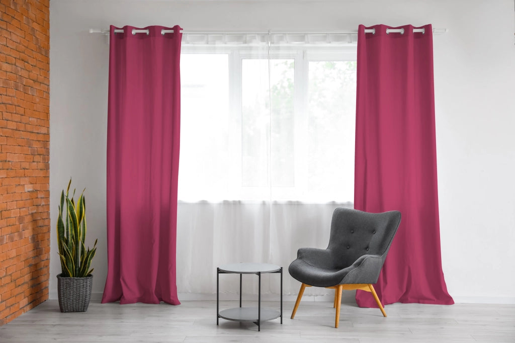 Tenda Semioscurante 140 x 290 Cm Moderne Con Occhielli  RosaScuro - 1 Tenda