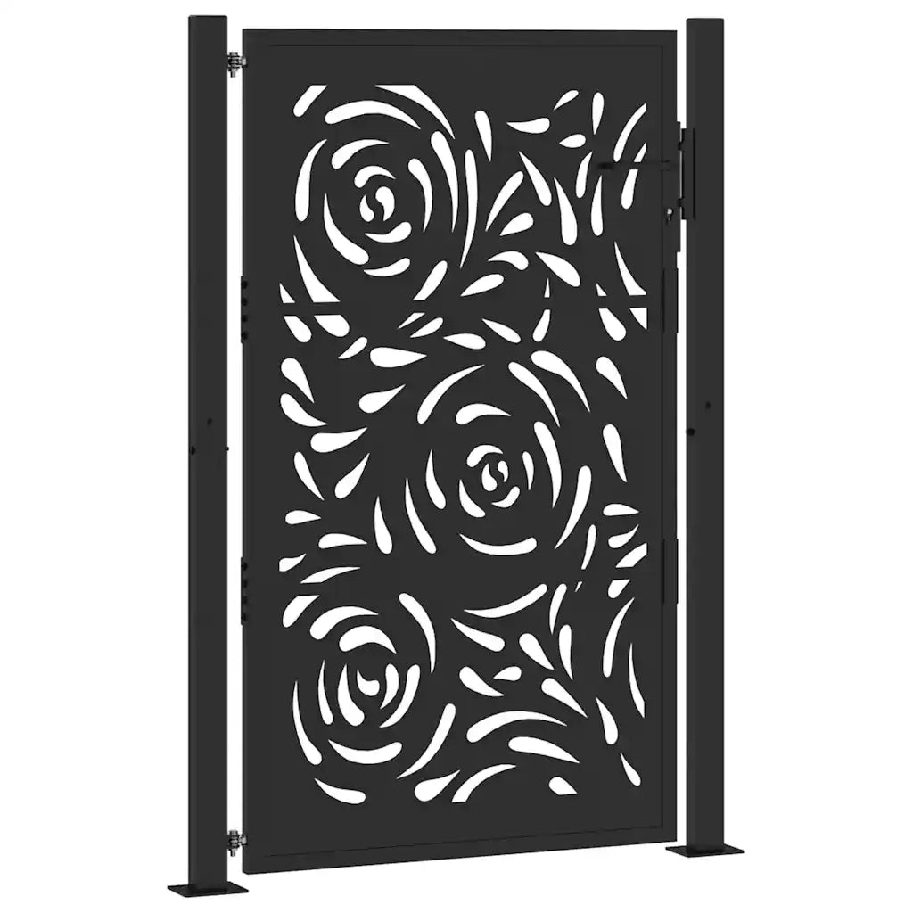 vidaXL Cancello Giardino Nero 105x155 cm in Acciaio Design a Fiamma