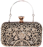Borsa da sera con diamanti in cristallo e glitter, elegante schiena tasca per donna, piccola tasca per cocktail party, festa di ballo, festa serale, nera.
