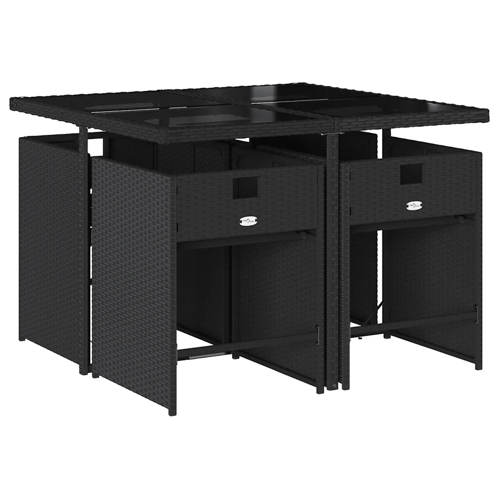 Set da Pranzo da Giardino 5 pz Nero con Cuscini in Polyrattan 3211075
