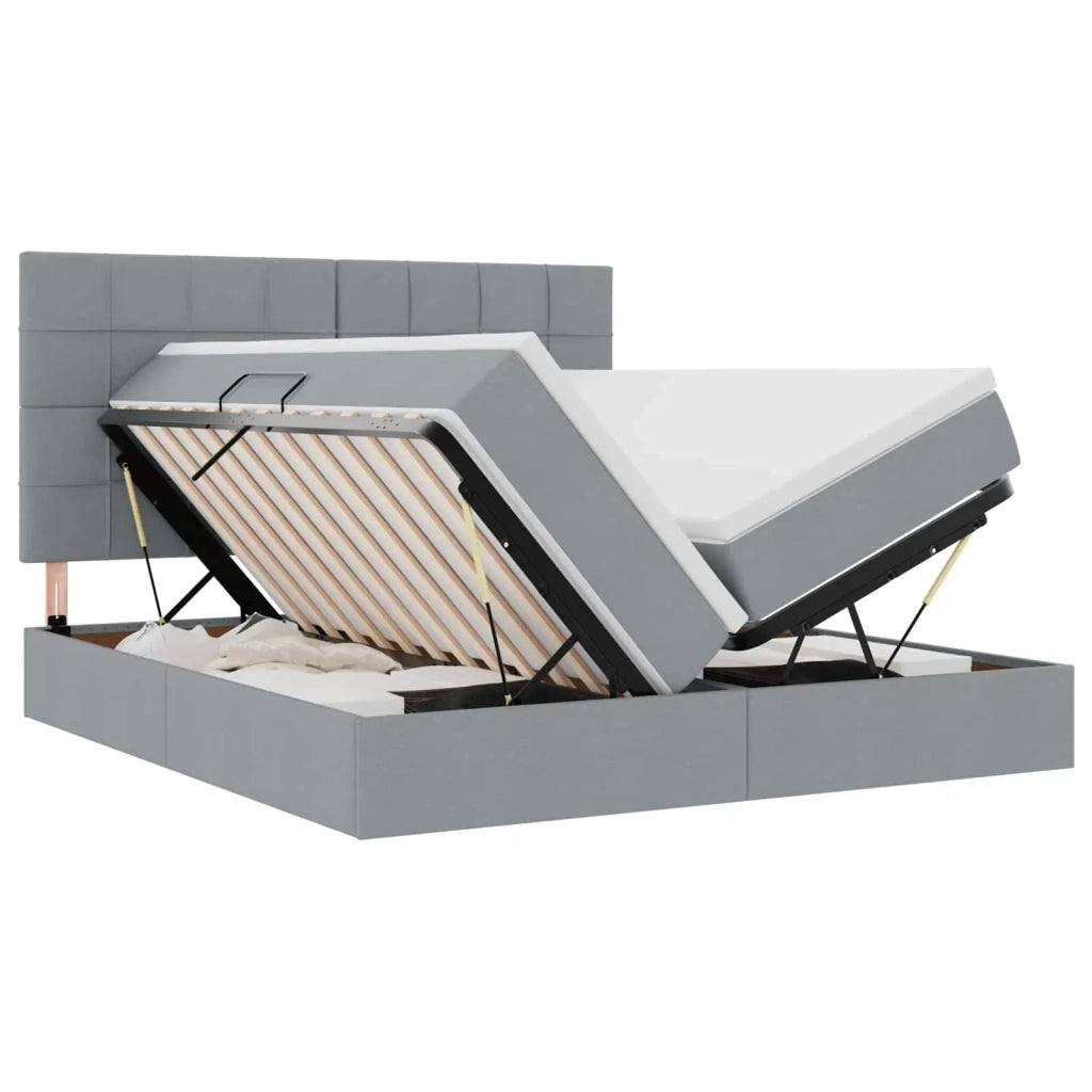 Letto con Contenitore con materasso Grigio chiaro 180 x 200 cm