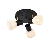 Lampada da soffitto con 3 attacchi E14 altezza 12 cm metallo vetro nero o bianco 03_0010264