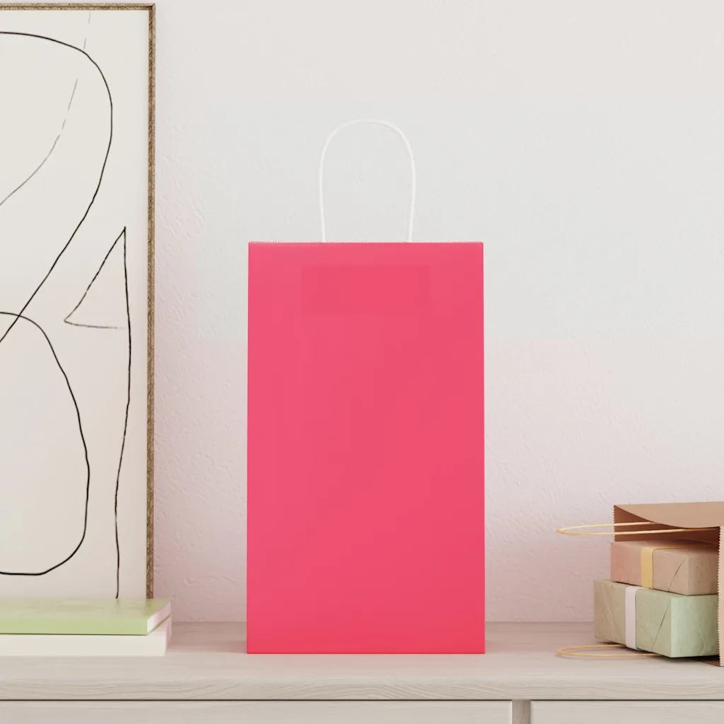 vidaXL Sacchetti di Carta 50 pz con Manici Rosa 21x11x36 cm