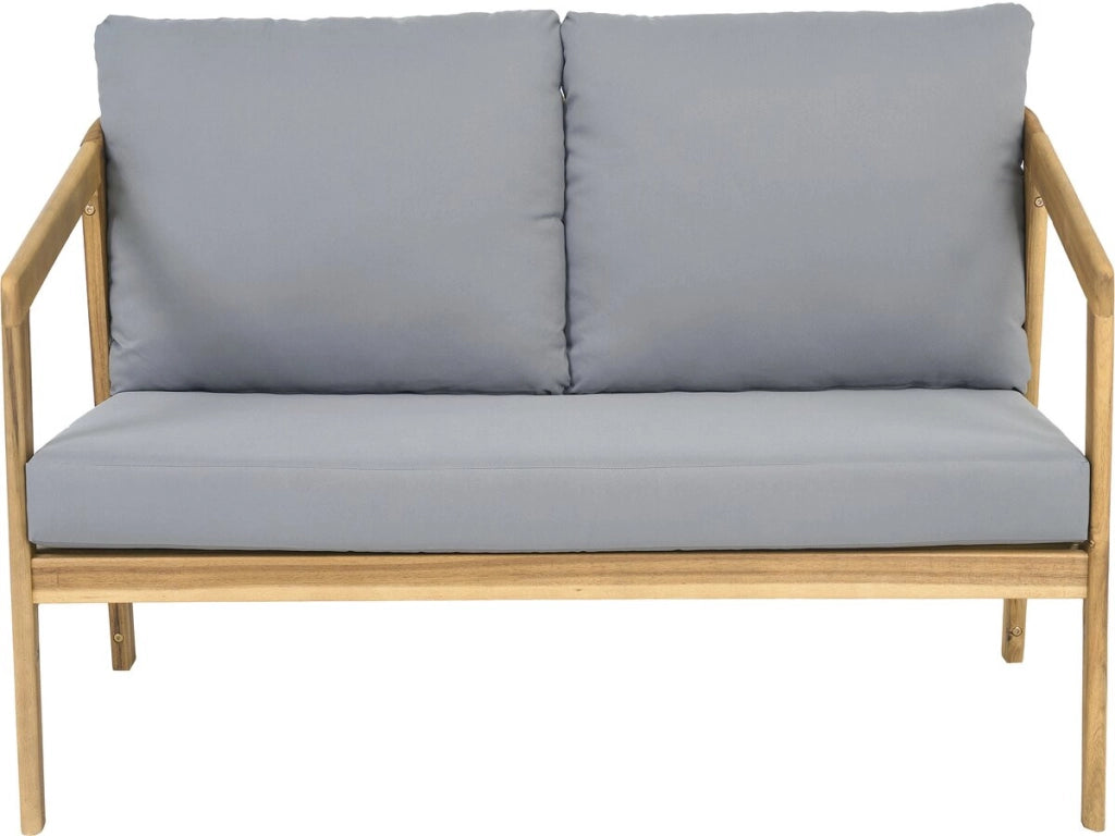 Set di mobili da giardino in legno "Presley" con cuscini - 4 posti - Grigio