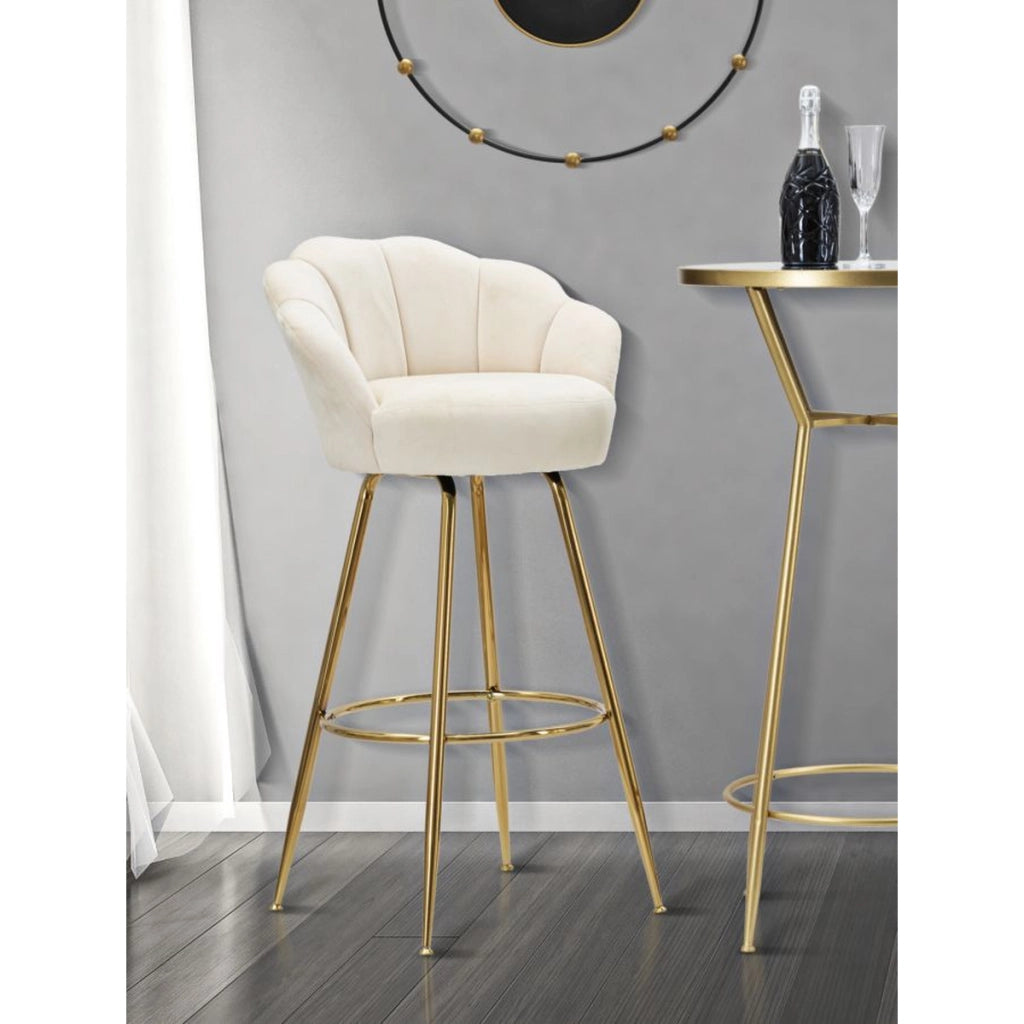 Sgabello Alto VKH451, Beige, Metallo, 55x53x110 cm