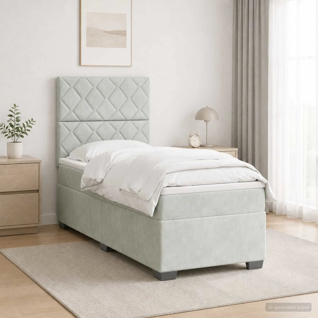 Letto box spring con materasso Grigio Chiaro 100 x 200 cm 3455054