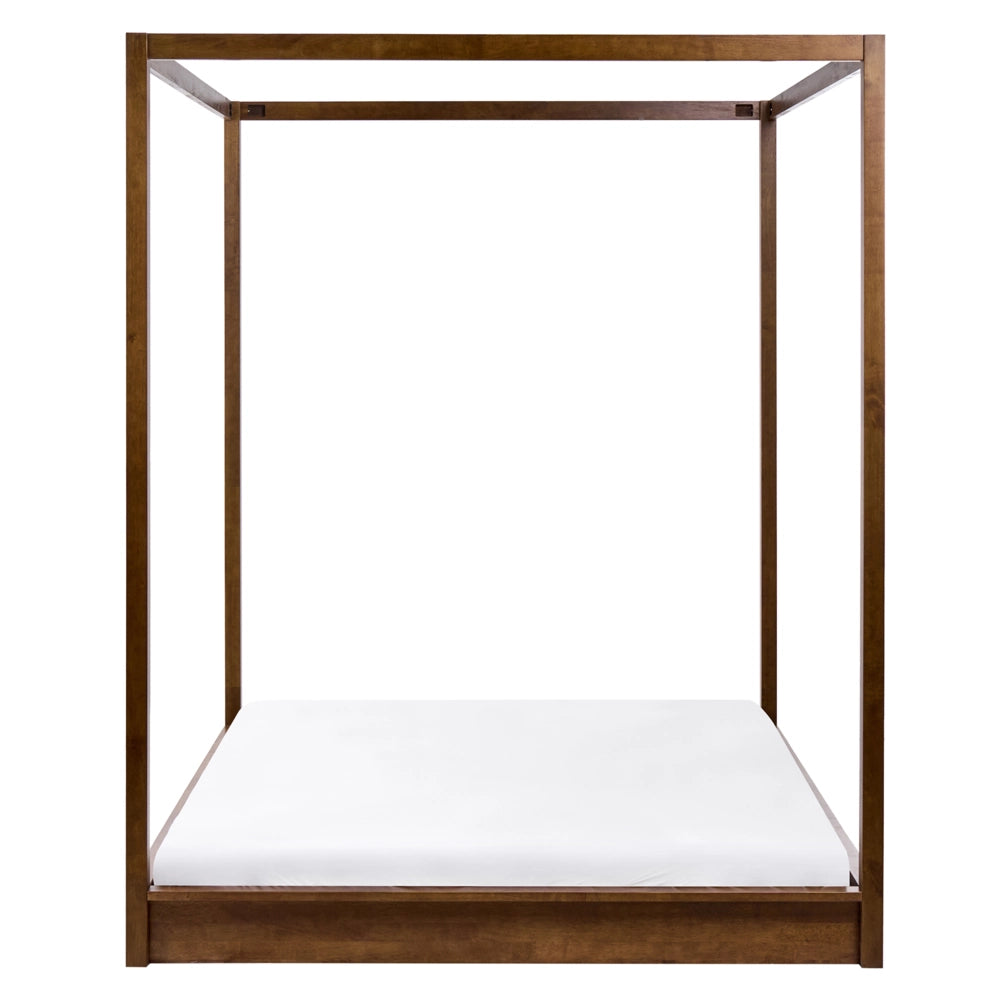 Letto in legno marrone scuro 160 x 200 cm con baldacchino dal design minimalista