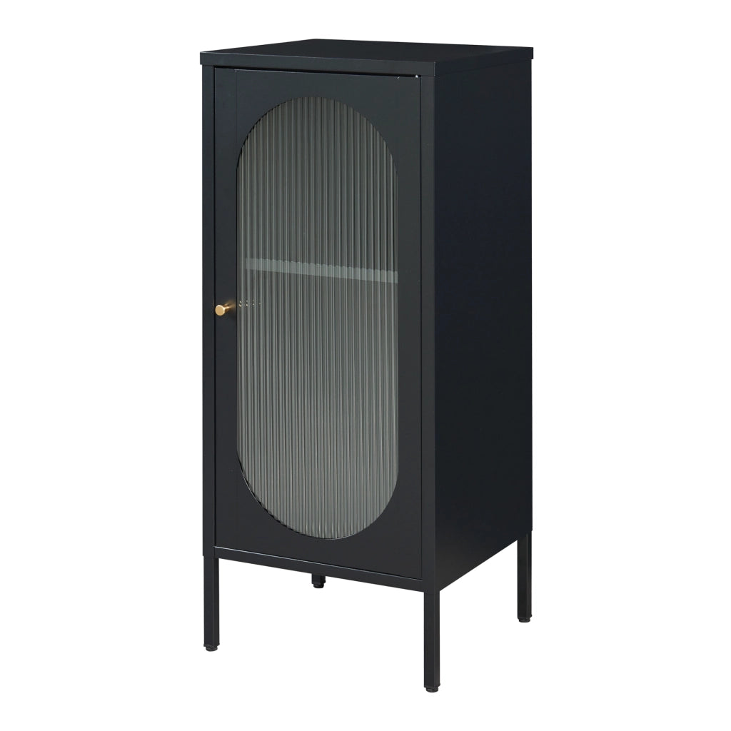 Armadietto a Vetrata Karlskrona in Acciaio 102x43x40 cm Nero [en.casa]