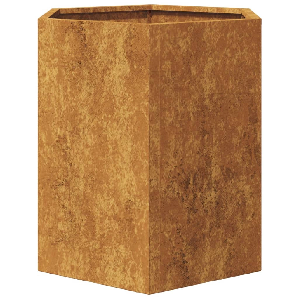 Fioriera aiuola rialzata fioriera aiuola giardino terrazza set da 2 esagonale 46 x 40 x 45 cm acciaio corten marrone 02_0039075