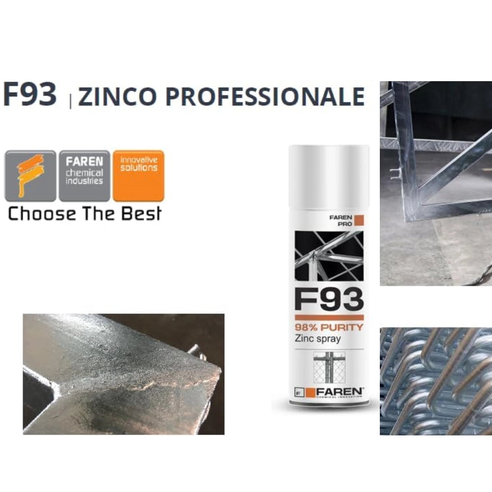 Faren f93 zinco spray 98% zincante anticorrosivo antiruggine 400 ml 2 pezzi