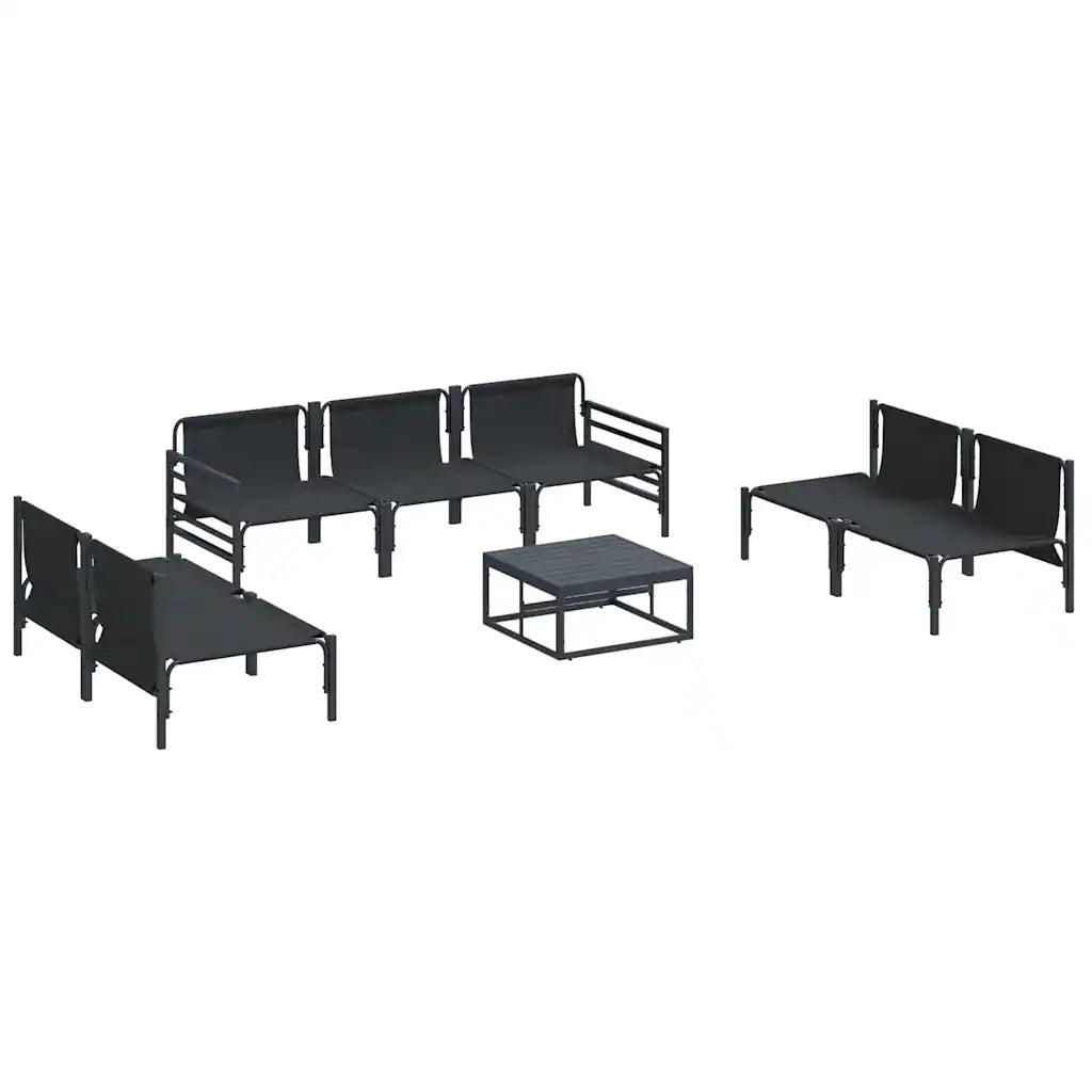 Set Divano da Giardino con cuscino 8 pcs Nero Acciaio 3378982