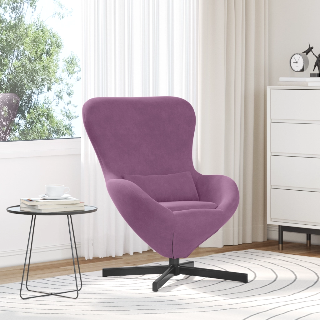 Sedia a Uova in Velluto Viola di