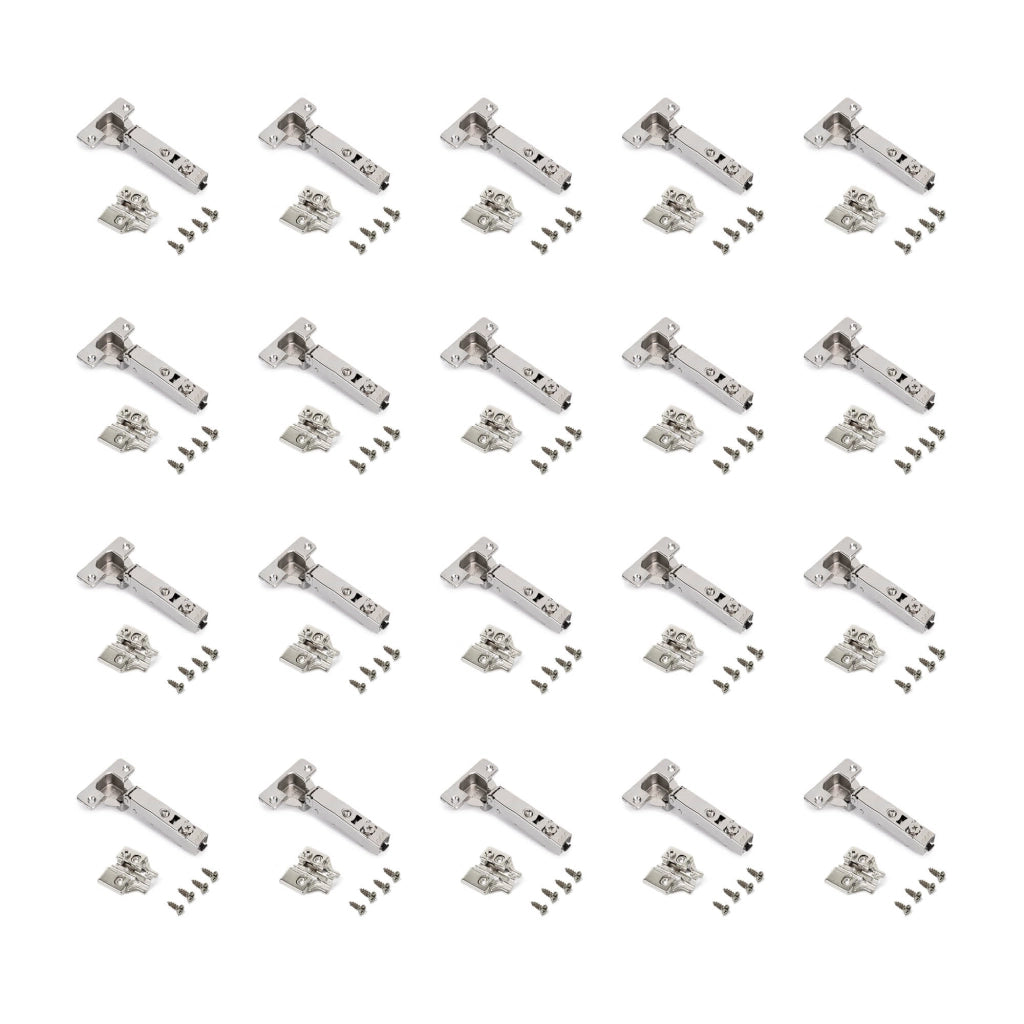 Emuca Kit cerniera collo dritto X92N e basetta, Basetta a vite, Nichelato, Acciaio, 20 u.