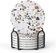 Set di 6 Sostegni in Vetro con Supporto, 10,2 cm Sostegni Assorbenti con Retrofaccia in Canne da Regalo per Amici, Famiglia, per Bar, Caffè, Casa, Feste, Ufficio