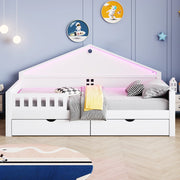 Letto singolo multifunzione 90x200 cm con LED e cassetti