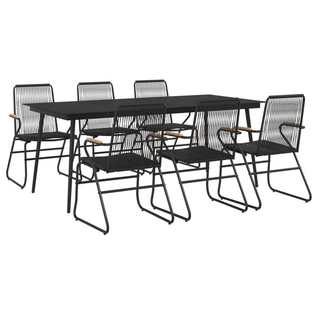 Set da Pranzo da Giardino 7 pz Nero in Rattan PVC 3060271