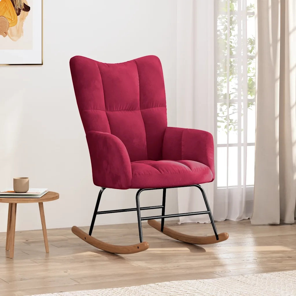 Sedia a Dondolo Rosso Vino in Velluto CFW7392960