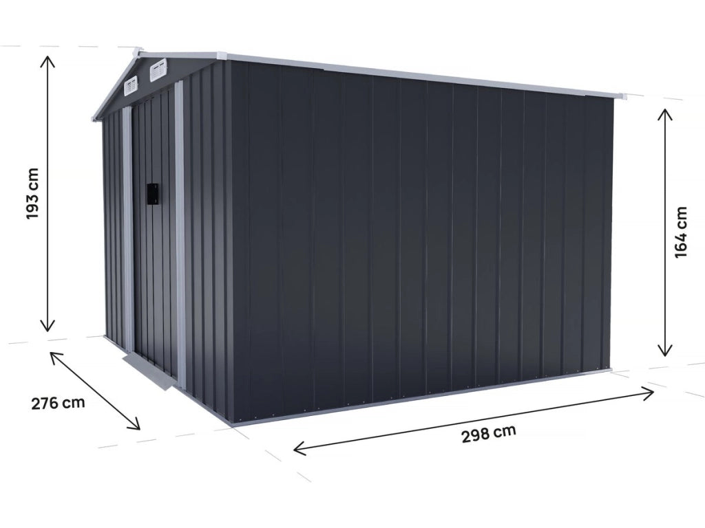 Casetta da giardino in metallo "Boston" con porta scorrevole - 8 m² - Grigio