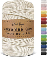 Corda macramé premium - 3 mm x 500 m - corda intrecciata e avvolta - filo macramé - corda spessa per tende da parete e portainnesti per piante - artigianato DIY - decorazione per la casa e imballaggio di regali