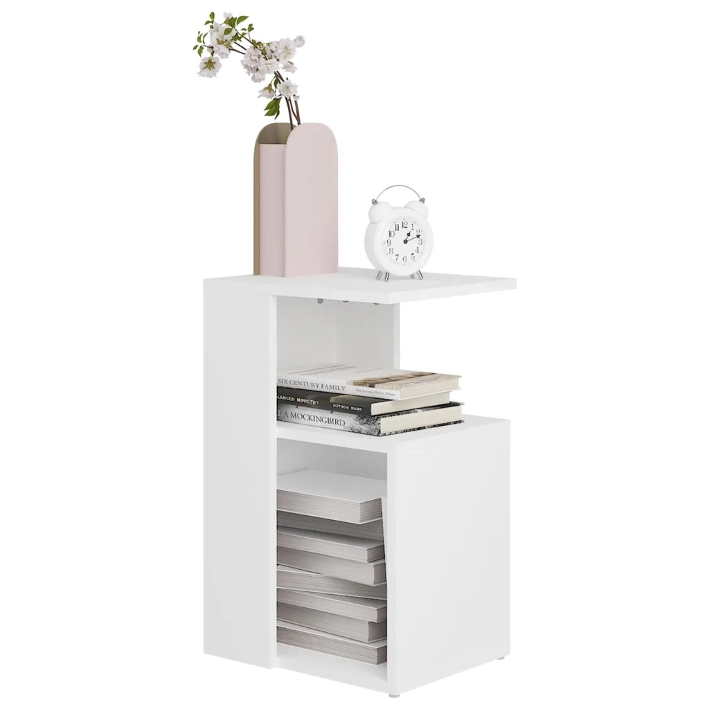 Tavolino da Salotto Bianco 36x30x56 cm in Legno Multistrato 802993