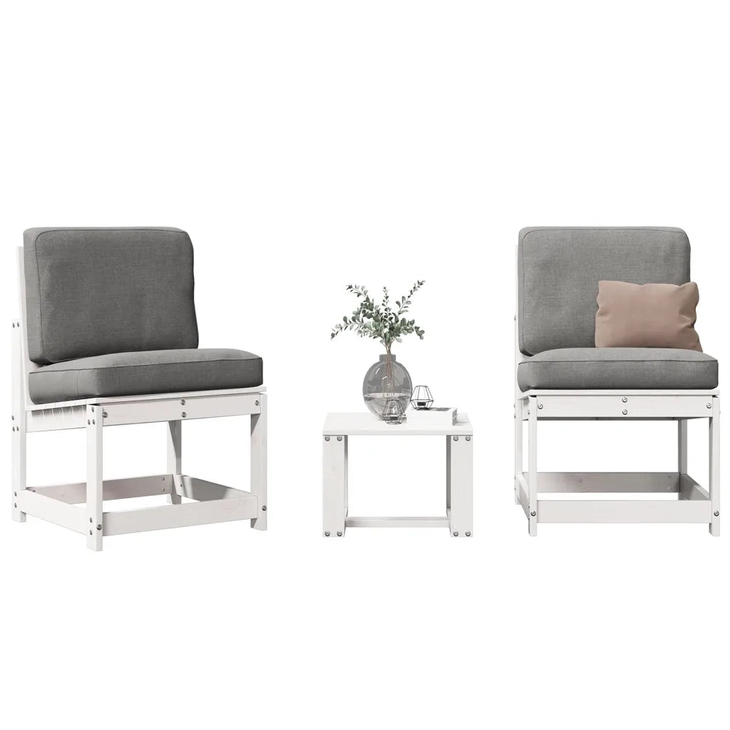 Set Salotto da Giardino 3 pz | Set di Mobili da Esterno Bianco in Legno Massello di Pino