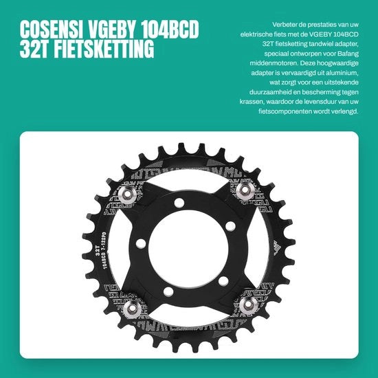 Adattatore per catena bicicletta per motore centrale Bafang 32T 104BCD