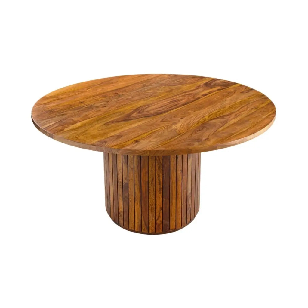 Tavolo da pranzo YONA rotondo 140 cm – Tavolo rustico in legno massello di sheesham