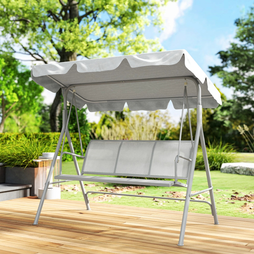 Balancin da Giardino 3 Posti con Toldo ¨C Zephmum ¨C Grigio 171x108x154 cm