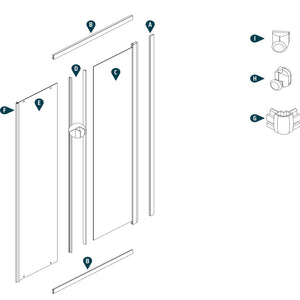 Ogomondo box cabina doccia corner 3 lati cristallo temprato trasparente 70x70x70