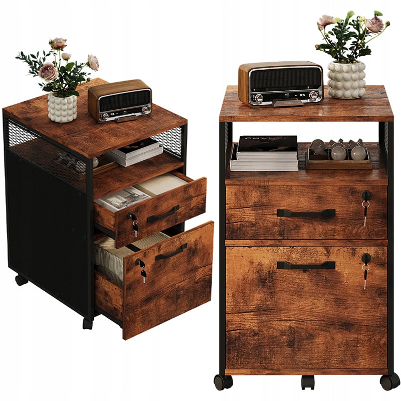 Armadio su ruote per l'archiviazione di documenti con cassetti chiudibili a chiave loft