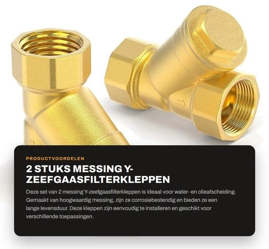 Filtro a sifone in rame - 2 pezzi - 3/4" BSP DN20 - Viti femmina - Resistente alla corrosione - Alta resistenza alla pressione - Filtro a sifone