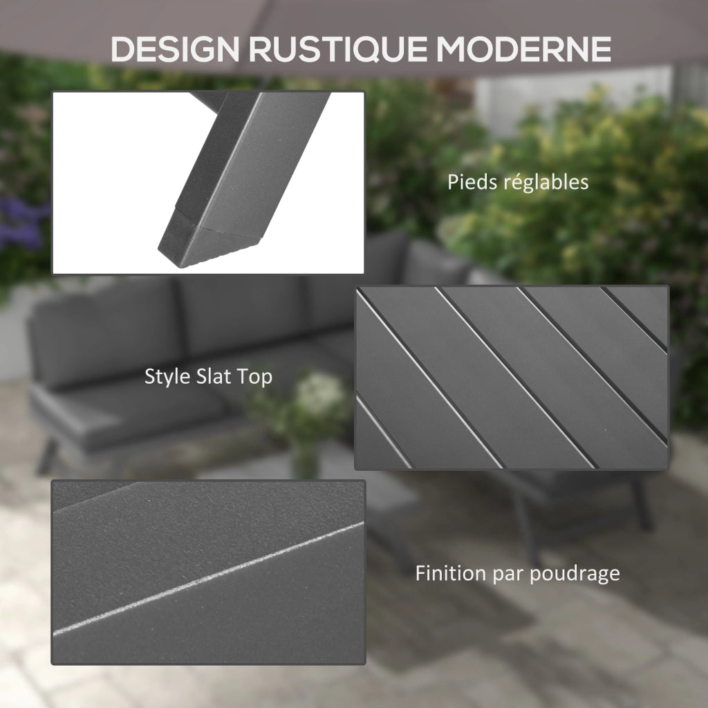 Set divano angolare esterno 4 pezzi con 2 divanetti, 1 poltrona e 1 tavolino ¨C zephmum ¨C polyrattan grigio