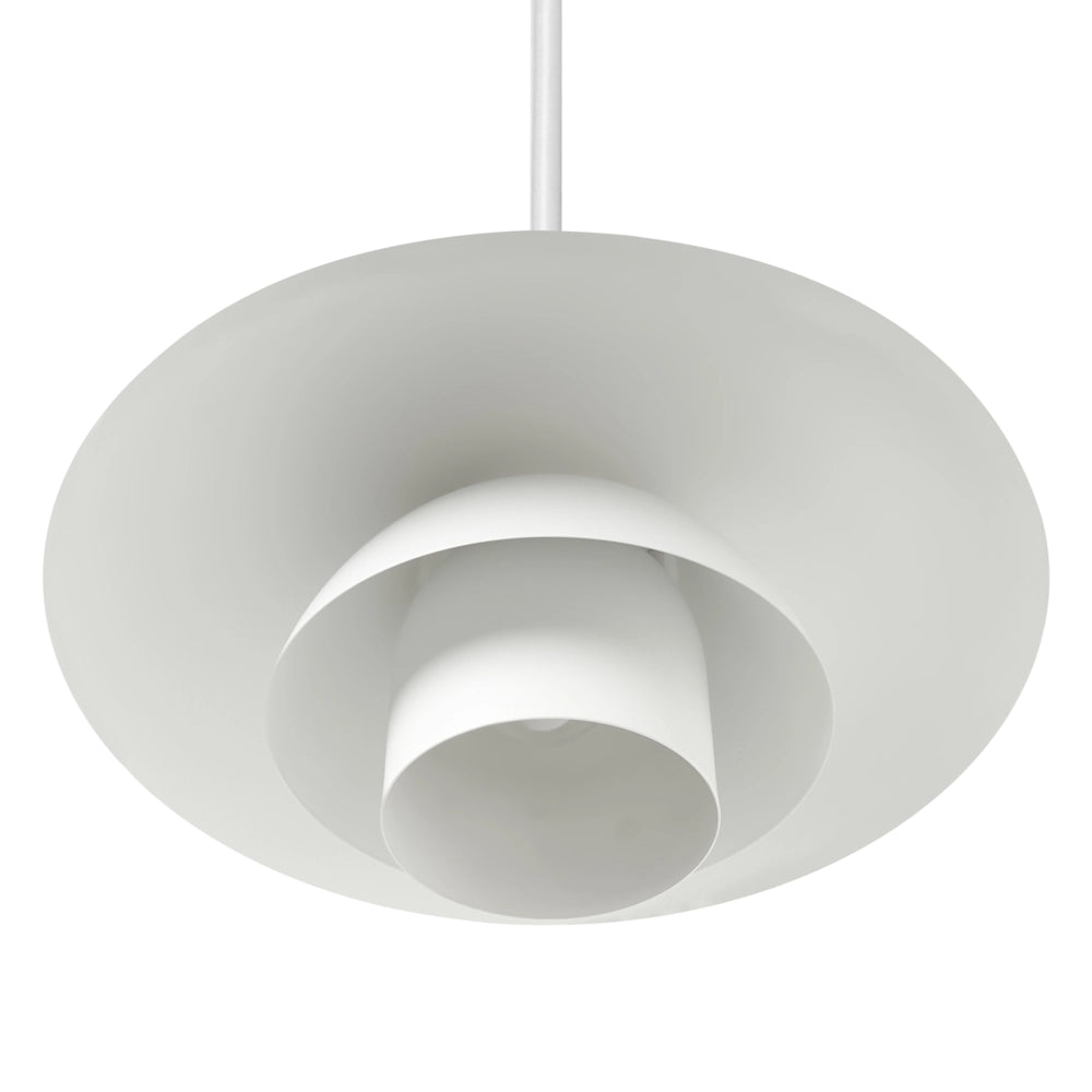 Lampada a sospensione in metallo bianco con design a gradini in stile metà secolo