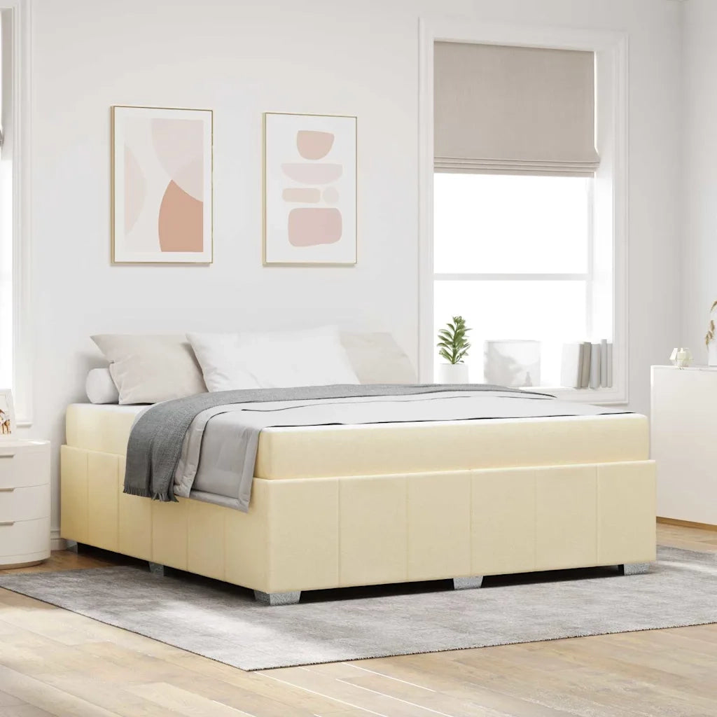 Struttura del letto con materasso Crema 180 x 200 cm Tessuto 3398305