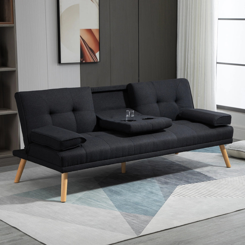 Divano letto 3 posti imbottito con schienale regolabile ¨C Zephmum ¨C Grigio