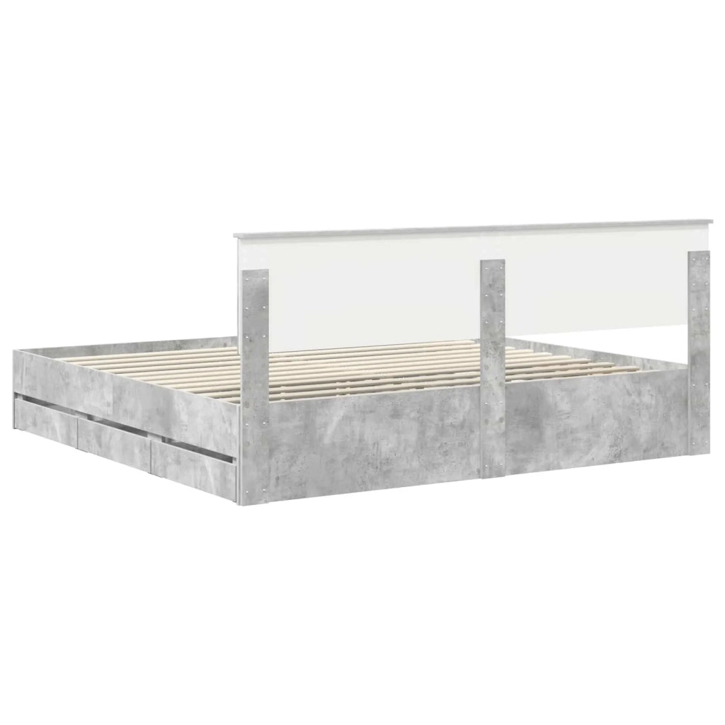 Struttura del letto con cassetto Grigio cemento 200 x 200 cm 3410675
