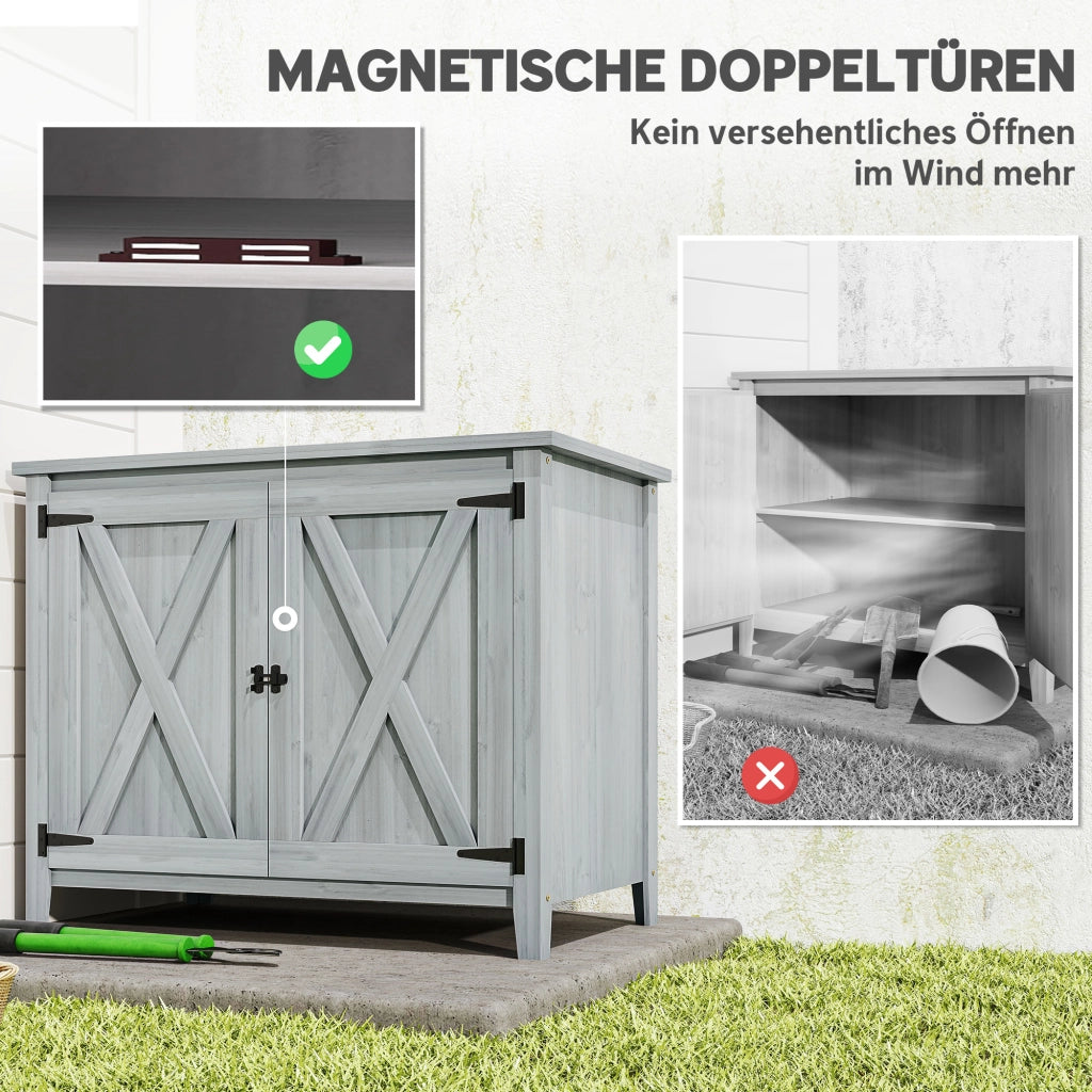 Armadio da Giardino ¨C Xylo ¨C Legno Grigio Chiaro per Esterno con Doppia Porta