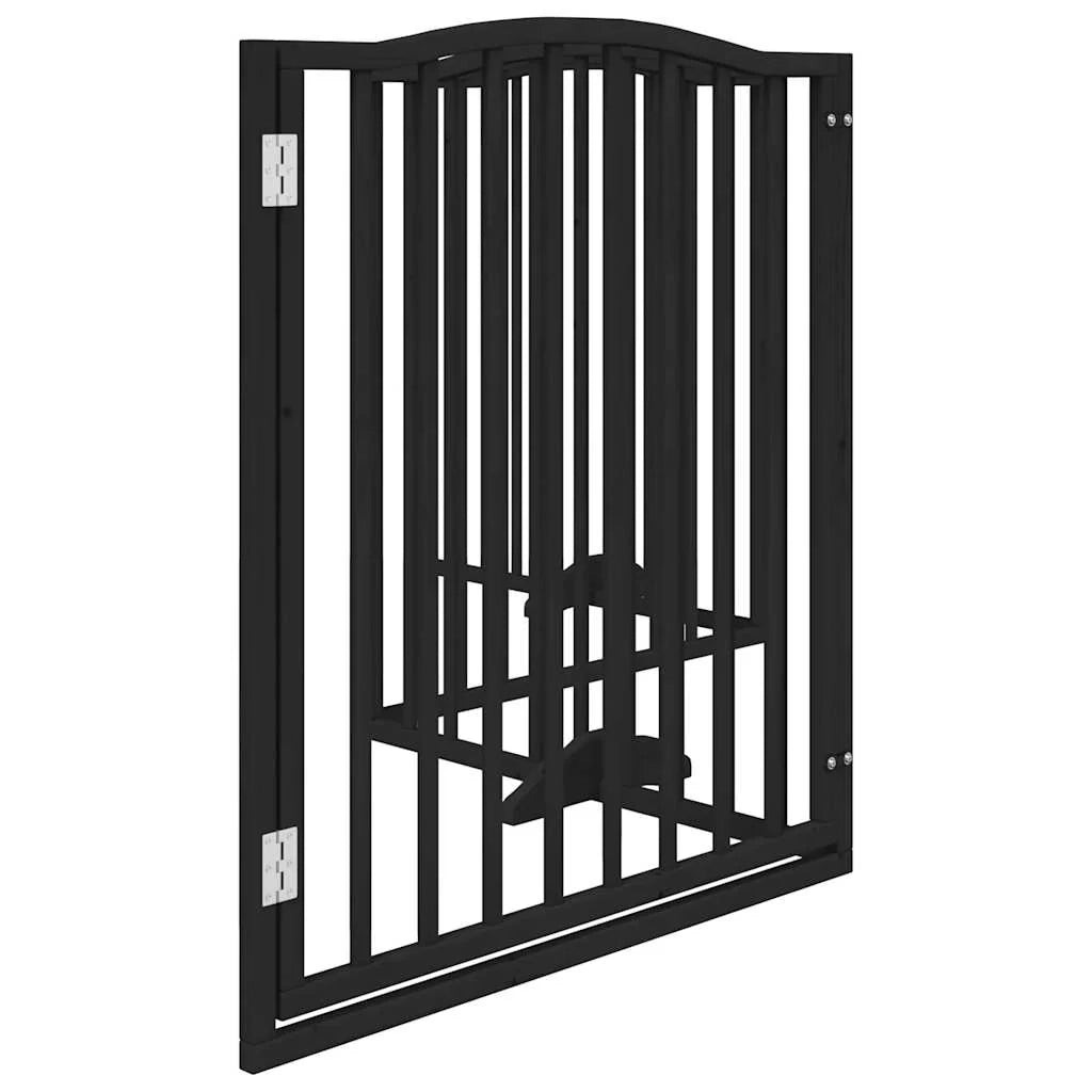 Cancelletto di sicurezza per cani e animali domestici porta in legno di pioppo nero a 4 pannelli 02_0023351