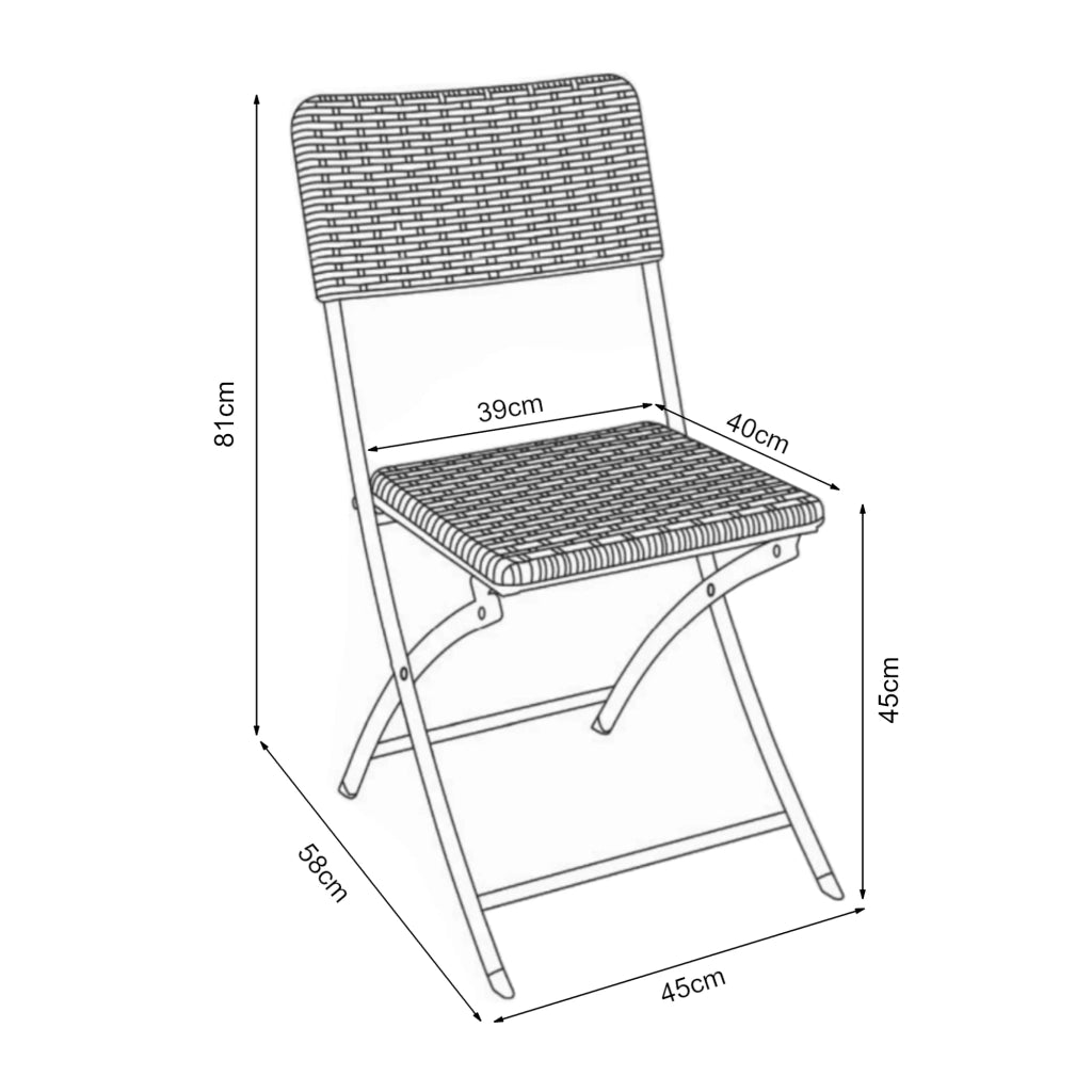 Set di 2 sedie pieghevoli da esterno per giardino campeggio e patio 81 x 45 x 58 cm effetto rattan nero 03_0009640