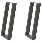 Set di 2 gambe per tavolo consolle a forma di U 38 x 72 cm con livellatore regolabile design moderno in acciaio antracite 02_0057064