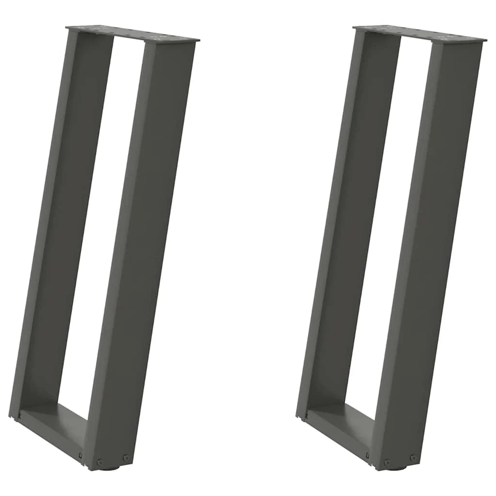 Set di 2 gambe per tavolo consolle a forma di U 38 x 72 cm con livellatore regolabile design moderno in acciaio antracite 02_0057064