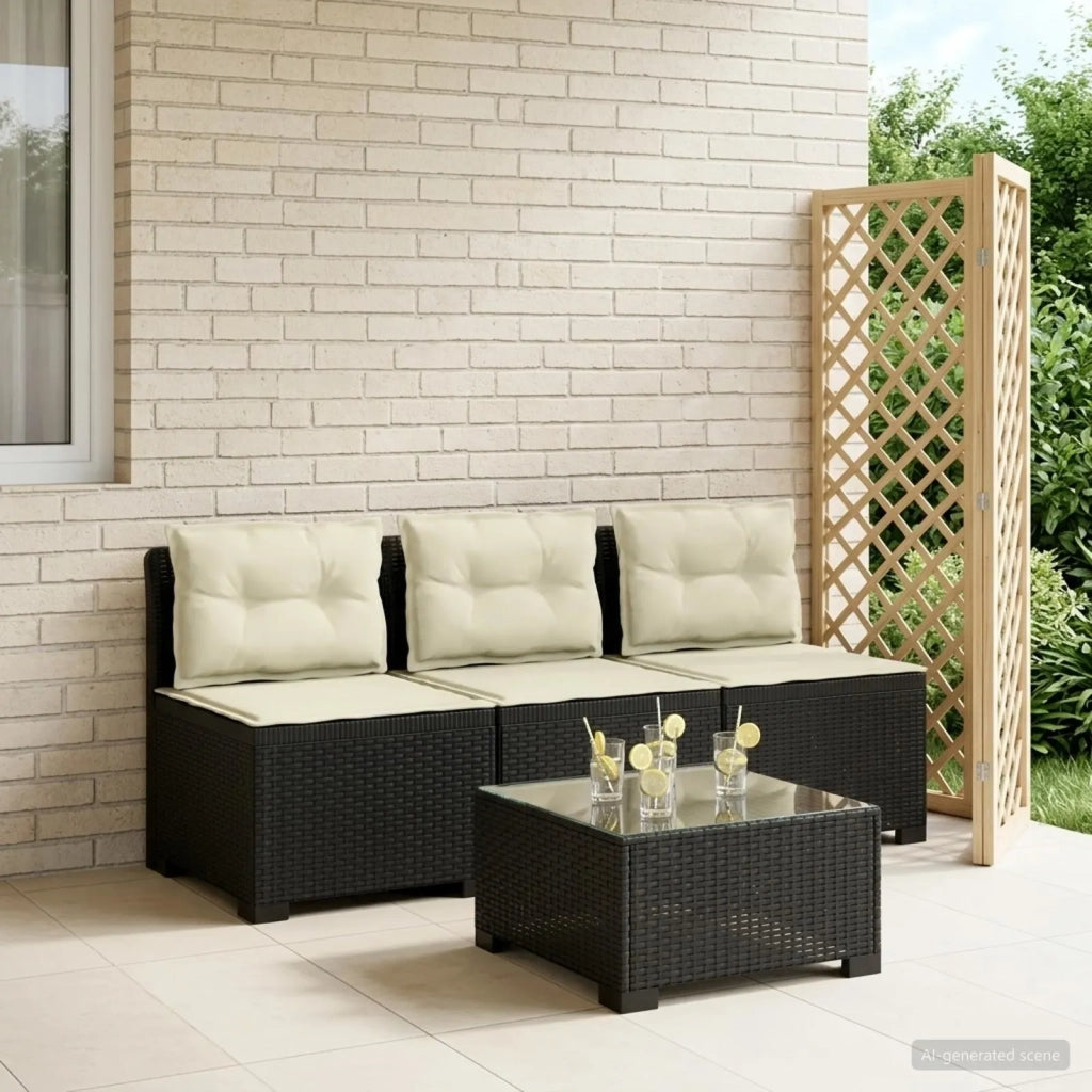 Divano da giardino 3 posti con cuscini in look rattan PP 8011976