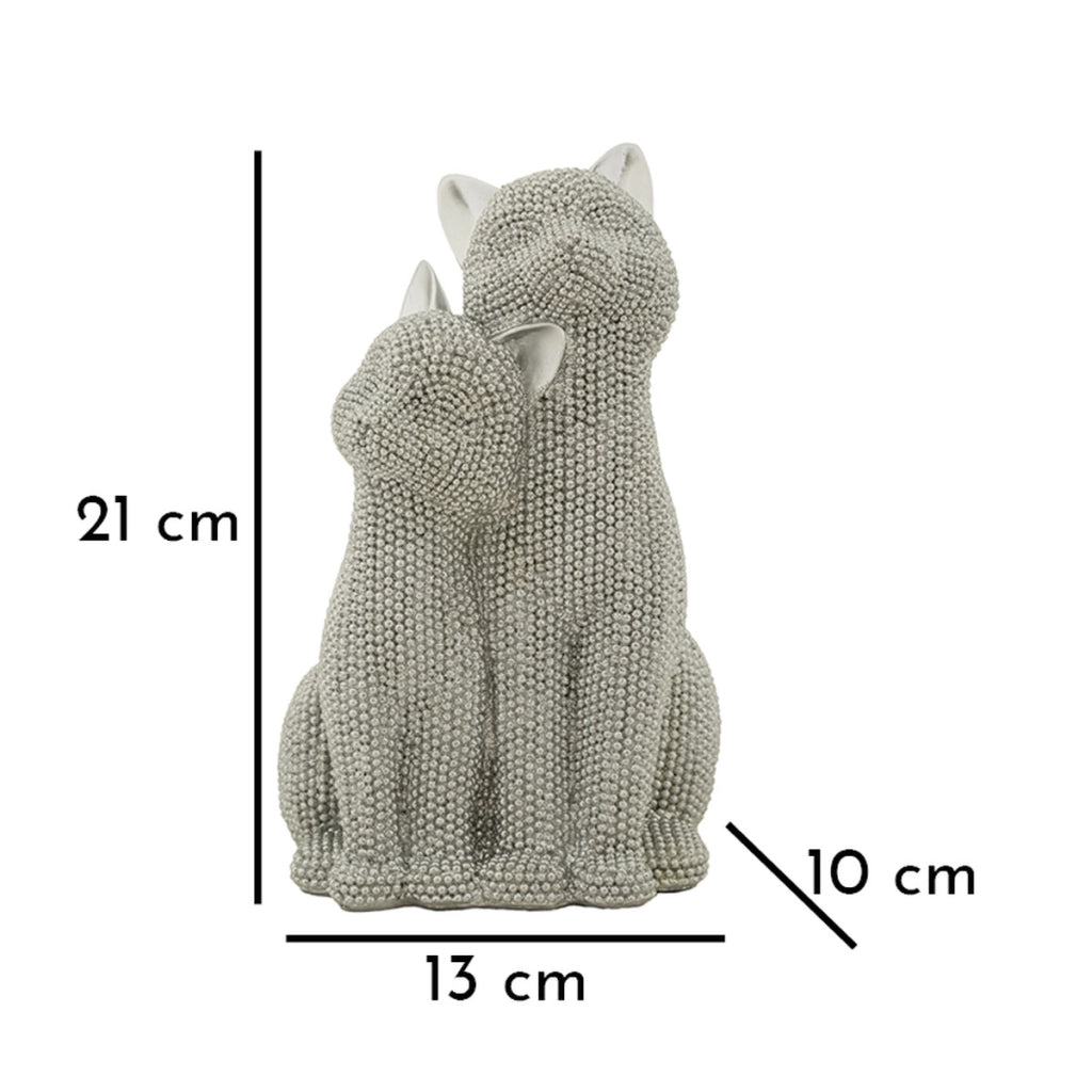 Scultura Gatti 1, Argento, Poliresina, 13x10x21 cm