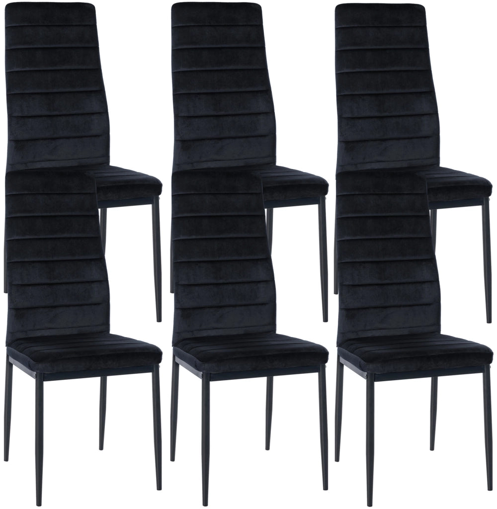 Set di 6 sedie da pranzo Mayfair nero,Velluto