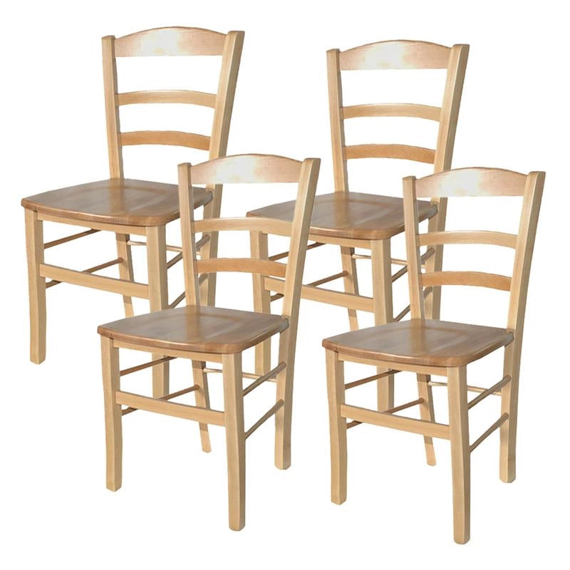 SEDIA IN LEGNO COLORE NATURALE LACCATO 87X40X40 CM MODELLO PAESANA CON SEDUTA COMPATTA E SCHIENALE ALTO IN MASSELLO - 4PZ